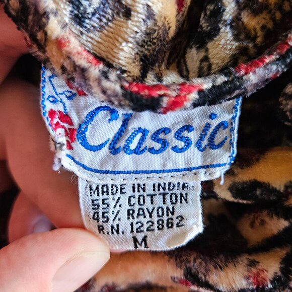 Vintage 70s 80s Velour Bohemian Elephant Stripe Paisley Hippie Maxi Dress India - Picture 10 of 10